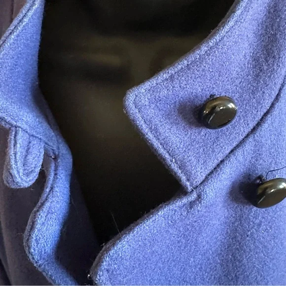 Vtg 80s Beautiful Blue 80% Wool Long Winter Coat/Duster Purple lining USA - Picture 6 of 16